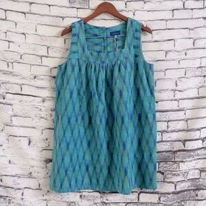 NWOT Kia Moore Ikat Sleeveless Mini Dress Size Large
Teal/Blue/Green